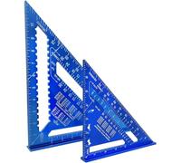Set Square 2Pcs - Speed Square 12 +7in Metric Triangle Ruler Kit Aluminum Alloy Carpenters Roofing Rulers with 17 Types of Drill Holes Thickened Carpenter Tool Protractor Metric Woodwork Squares -Blue