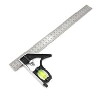 Set Square 300mm/12Inch - Stainless Steel Combination Square with Bubble Level - Adjustable 45°/90° Measuring Tool for Carpenter, Engineer, and Woodworking