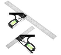 Set Square Carpentry, 45/90 Degree Combination Square, Carpenters Squares, Angle Measurement Tool, Spirit Level and Marking Needle, Multifunctional Right Angle Ruler for Stainless Steel