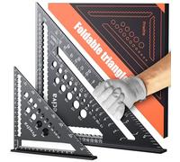 Set Square, Preciva 18+30cm/ 7+12inch Speed Square, Triangle Ruler Kit with 17 Types of Drill Holes, Multifunctional Aluminum Alloy Carpenter Tool Can Drawing Angle, Positioning of Drilled Hole,etc