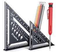 Set Square, Preciva 2-Piece Speed Square with Carpenter Pencil, 18+30cm/ 7+12inch Woodworking Tools, Multifunctional Carpenters Square Can Drilling Positioning Measurement, Positioning Height, etc