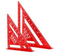Set Square - Speed Square 12 +7in Metric Triangle Ruler Kit Aluminum Alloy Carpenters Roofing Rulers with 17 Types of Drill Holes Thickened Carpenter Tool Protractor Metric Woodwork Squares - Red