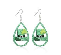 Set St. Patrick's Day Drop Dangel Earrings Irish Shamrock Acrylic Earrings Green Clover Good Luck Charm for Women Jewelry Gift Hat Cutie Animals Celebrate, Metal Acrylic, metal