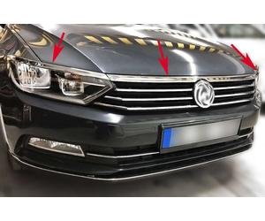 Set Stainless Steel Headlight Radiator Grill Trim Fits VW Passat B8 2014 Onwards