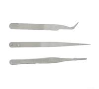 Set Stainless Steel Precision Fine 3pcs for Electronic Repair Tools Assembly Tools Set Having Tweezers Point Tips for Circuit Board Work Handling Small Parts Plus Professional