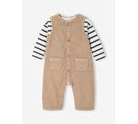 Set T-shirt + striped jumpsuit pecan nut