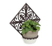 Set Wall-Mount Plant Holder Cast Iron Ornament Flower Pot Rack Antique Look