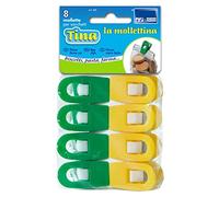 Set with 8 pegs Model Tina, Set of 8 Pegs for Laundry, Multi-Purpose Pack, Yellow and Green, Envelope Clips Pegs Clips in, Art 365 Parodi