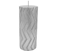 Set x4 Silver Pillar Candles 45 Hr Cylinder Zig Zag Design Wax Candle Xmas Gift