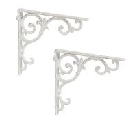 Set x8 White Support Antique Vintage Decor Cast Iron Brackets Large Shelf Angles