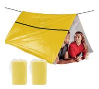SET007 2-Pack Mylar Survival Life Tent, 2 Person Emergency Shelter Tube Tents with Paracord • 90% Heat Retention, Waterproof, All Weather Protection for Hiking, Camping & Outdoor-Yellow