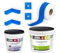 SET335 Sealing Set 8 kg Liquid Film, 1.5 kg Tile Base, 5 m Sealing Tape, 2 Inner Corners, 2 Wall Cuffs, Shower, Bathroom, SET335