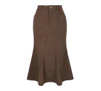 Seta T Women's Corduroy Skirts High Waist Mermaid Work Fall Midi Skirt