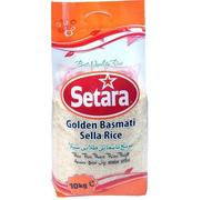 Setara Golden Sella Basmati Rice 10kg Bag - Premium Aged Parboiled Extra Long Grain Rice - Fluffy Non-Sticky Texture - Ideal for Biryani, Pilau & Catering Use