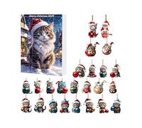 Setauoo Christmas Calendar Countdown,24 Days Cat 2D Acrylic Ornament Countdown Calendar To Christmas | Cute Pendant for Children Boys Girls Sister Daughter Friend Kid