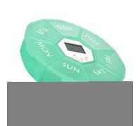 Setauoo Medicine Storage Box, Seven-Grid Intelligent Pill Box with Timer, Medicine Container with Reminder Round Medication Organizer for Pockets Daily Morning Night Workplace Travel Home Outdoor
