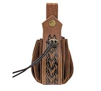 SETCGSQ Medieval PU Leather Pouch Viking Nordic Coin Purse Drawstring Dice Bag LARP Halloween Costume (Brown B)
