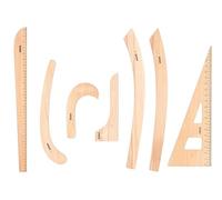 Setchmore 7 Pieces Vintage Beech Wood Sewing Ruler for Pattern Making and Fashion Design Sewing Tools for Clothing Modification