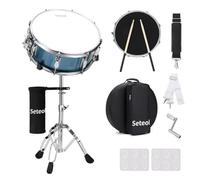 Seteol Snare Drum Set, 14" x 5.5" Marching Snare Drum with Stand & Storage Padded Bag + Silent Mute Pad + Drums Sticks + Drumstick Holder + Drums Key + Damper Gels for Adults Kids Beginners (Blue)