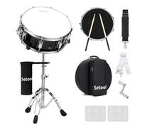 Seteol Snare Drum Set, 14" x 5.5" Marching Snare Drum with Stand & Storage Padded Bag + Silent Mute Pad + Drums Sticks + Drumstick Holder + Drums Key + Damper Gels for Adults Kids Beginners (Black)