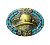Seternaly Bull Skull Belt Buckle Horse Head/Cowboy Hat/Native American Belt Buckles for Men Women, Native-006, 3.94*2.91 in