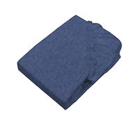 SETEX Flannelette Fitted Sheet Melange, 90 x 200 cm Fitted Sheet, Approx. 90% Cotton/Approx. 10% Polyester, Flat Sheet in Navy Blue