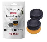 Setex Gecko Grip 1 High + 1 Low Rise Thumbstick Grip Covers Black & Gold | Anti-Slip Microstructured Analog Stick Thumb Grips, Ideal for PlayStation PS5, PS4, Xbox One, Switch Pro and Steam Deck