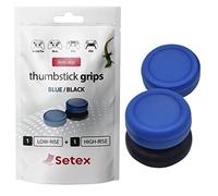 Setex Gecko Grip 1 High + 1 Low Rise Thumbstick Grip Covers Blue & Black | Anti-Slip Microstructured Analog Stick Thumb Grips, Ideal for PlayStation PS5, PS4, Xbox One, Switch Pro and Steam Deck