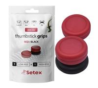 Setex Gecko Grip 1 High + 1 Low Rise Thumbstick Grip Covers Red & Black | Anti-Slip Microstructured Analog Stick Thumb Grips, Ideal for PlayStation PS5, PS4, Xbox One, Switch Pro and Steam Deck