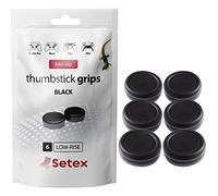Setex Gecko Grip Thumbstick Grip Covers, 3 Pair Black, Grip Covers Only | Perfect for PlayStation PS5, PS4, Xbox One, Switch Pro, Steam Deck, Anti-Slip Microstructured Analog Stick Thumb Grips