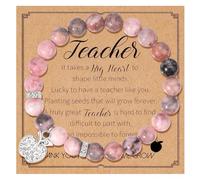 Setgoold Teacher Bracelet Teacher Gifts For Women Natural Stone Bracelet With Sparkling Cubic Zirconia Pendant Teacher Apprecation Gift Thank You Gifts