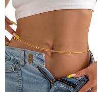 Sethain Boho Rhinestone Waist Chain Gold Crystal Pendant Belly Chains Layered Sparkly Waist Chains Star Summer Beach Chain for Women (M, Gold-D)