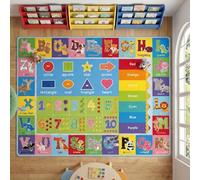 SETHEPACE Kids Educational Rug with Alphabet, Animals, Non-slip Baby Play Mats for Floor, Playroom Rug for Toddlers, Babies, Childrens, Kids Play Mat for Bedroom, Classroom, Living Room (160x230CM)