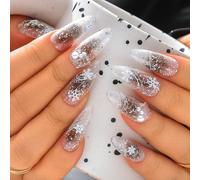 Sethexy Long Stiletto Handmade Press On Nails Acrylic Glitter False Nails Gothic Devil's Eye Fake Nail Salon Stick On Nails for Women and Girls 10PCS (3)