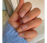 Sethexy Minimal French Short Square False Nails Collection Nude Pink Press on Nails Glossy Fake Nails 24Pcs Full Cover Acrylic Stick on Nails for Women and Girls