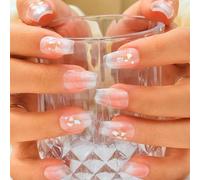 Sethexy Short Coffin Handmade False Nails - Cat Eye, Ombre, Pink Press on Nails Women Salon Stick on Nails 10PCS