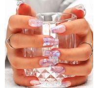 Sethexy Short Coffin Handmade False Nails - Glitter, 3D Butterfly, Flower Press on Nails Women Salon Stick on Nails 10PCS