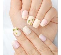 Sethexy Short Square Press on Nails Flower Fake Nail Pink Love Charms Designs False Nails Artificial Acrylic Nail Reusable Glue on Nail for Women and Girls 10Pcs
