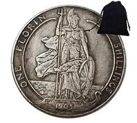SeTing 1905 Great United Kingdom Old Coin - Florin-Edward VII Great British Coins - Commemorative Nickel Coins - Carved Art Gift for Friends+KaiKBax Bag Permanent Service