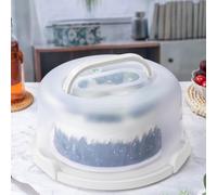 SETLUX 10in Plastic Cake Carrier with Handle, Round Cake Holder with Lid Pink Cake Container for 6in/8in/10in Cake(white)
