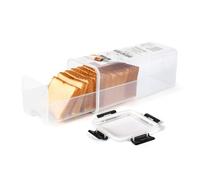 SETLUX Bread Storage Container with Tray, Plastic Bread Box with Airtight Lid, Bread Keeper for Homemade Bread, Toast, Bagel, Donut(black)