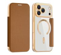 SETNGB Business-Style Magnetic Leather Flip Case for iPhone 18 17 Pro Max Magnetic Charging Protection Case,brown,For iPhone 14 Pro
