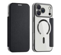 SETNGB Business-Style Magnetic Leather Flip Case for iPhone 18 17 Pro Max Magnetic Charging Protection Case,Black,for iPhone 14 Pro Max