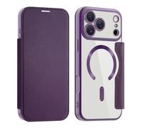 SETNGB Business-Style Magnetic Leather Flip Case for iPhone 18 17 Pro Max Magnetic Charging Protection Case,Dark purple,For iPhone 14 Plus