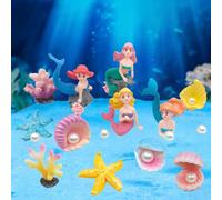 SETOFI Mini Resin Animals, 20Pcs Small Resin Animals Plastic Tiny Animals Mermaid Figurines for Pool Garden Micro Landscape Aquarium Decoration
