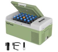 Setpower FC15 12V Portable Refrigerator, 15L/15.8Qt Fast Cooling Car Refrigerator, Portable Freezer 12/24V DC and 110/240V AC, Electric Cooler (Green, 15L with