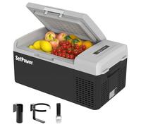 Setpower FC15 Portable Electric Refrigerator with AC Adapter, 15L/15.8Qt 12V Refrigerator, Portable Freezer Fridge 60℉ to 66℉ for Car RV Truck Camping Travel Home 12/24V DC & 110/240V AC