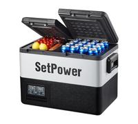 Setpower PT35 Car Refrigerator with AC Adapter,35L Dual Zone Portable Freezer,12 Volt Refrigerator Electric Cooler for Car camping, RV,Truck,Vehicles,Travel and Home Use,12/24V DC & 110/240V AC,0℉-50℉