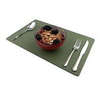 Sets of 4 Large Olive Green Recycled Leather Placemats (42cm x 26.5cm). Made in The UK by Lara-May. Sage Green Placemats
