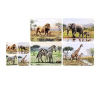 Sets of 4 Placemats with 4 Matching Coasters (Safari Animals Placemat & Coaster)